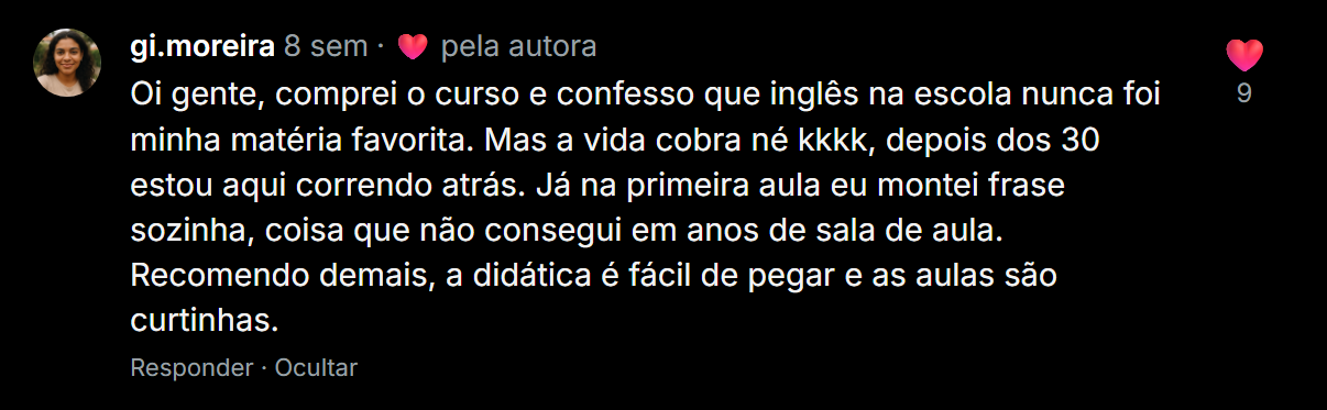 Depoimento de aluna
