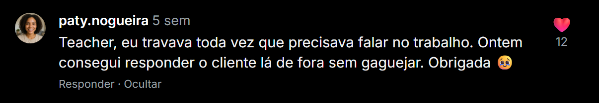 Depoimento de aluna