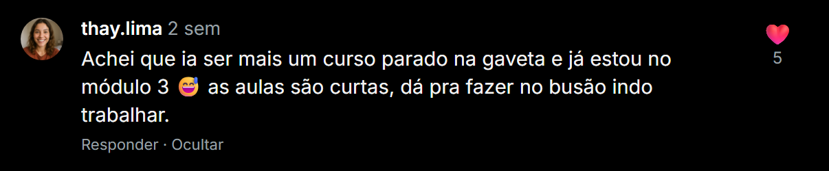 Depoimento de aluna