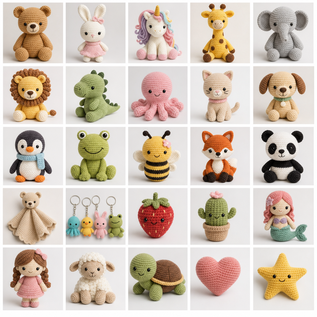 Modelos de amigurumi da coleção