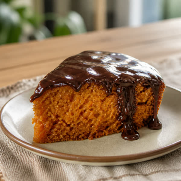 Bolo de cenoura com chocolate sem açúcar