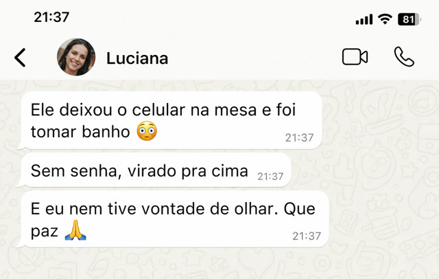 Mensagem de WhatsApp de uma mulher que falou com a Viviane