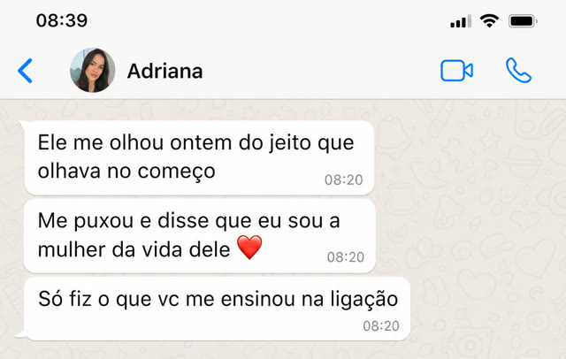 Mensagem de WhatsApp de uma mulher que falou com a Viviane
